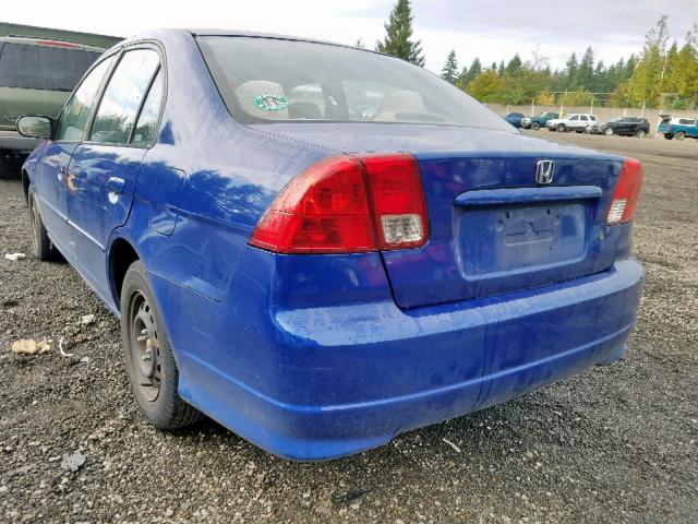 1HGES16364L005216 - 2004 HONDA CIVIC DX V BLUE photo 3