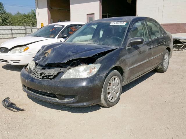 2HGES16535H515054 - 2005 HONDA CIVIC LX BLACK photo 2