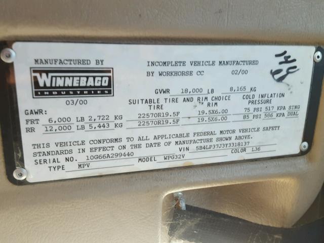 5B4LP37J3Y3318137 - 2000 WINNEBAGO ADVENTURER TWO TONE photo 10