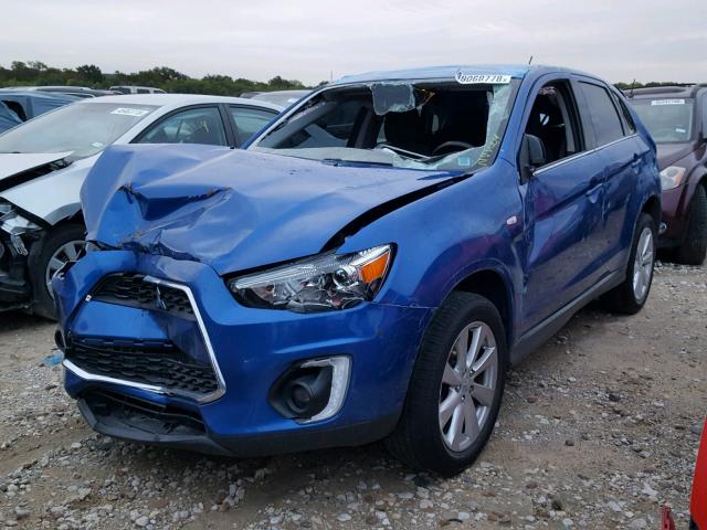 4A4AP4AU2FE014639 - 2015 MITSUBISHI OUTLANDER BLUE photo 2