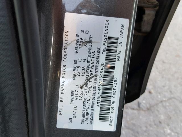 JM1BL1H55A1349480 - 2010 MAZDA 3 S SILVER photo 10