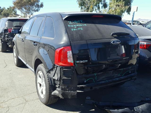 2FMDK3JCXDBB07255 - 2013 FORD EDGE SEL BLACK photo 3