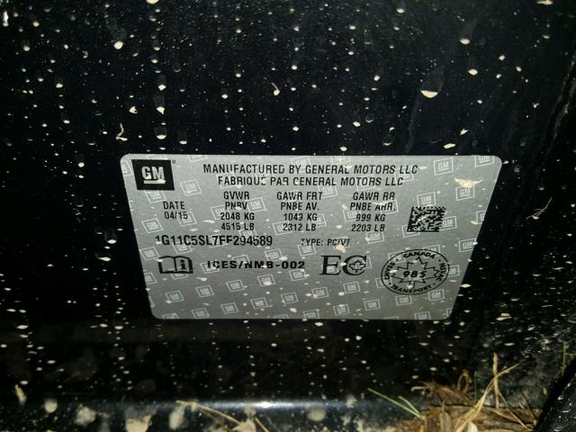 1G11C5SL7FF294589 - 2015 CHEVROLET MALIBU 1LT 灰色 照片 10