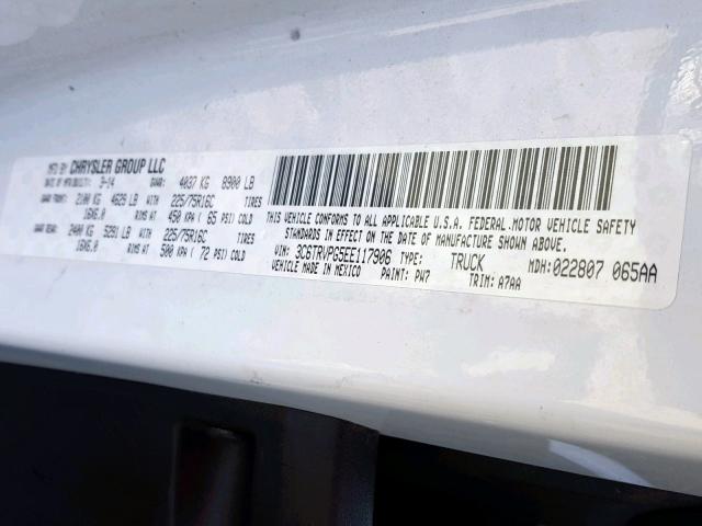 3C6TRVPG5EE117906 - 2014 RAM PROMASTER 白色 照片 10