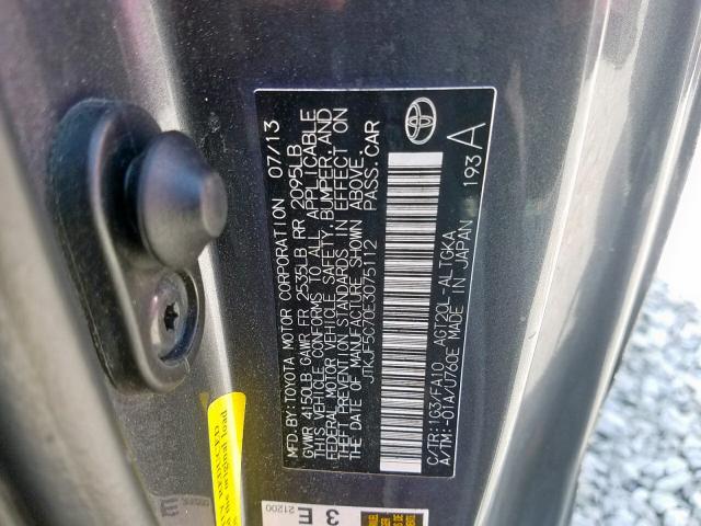 JTKJF5C70E3075112 - 2014 TOYOTA SCION TC ნაცრისფერი ფოტო 10