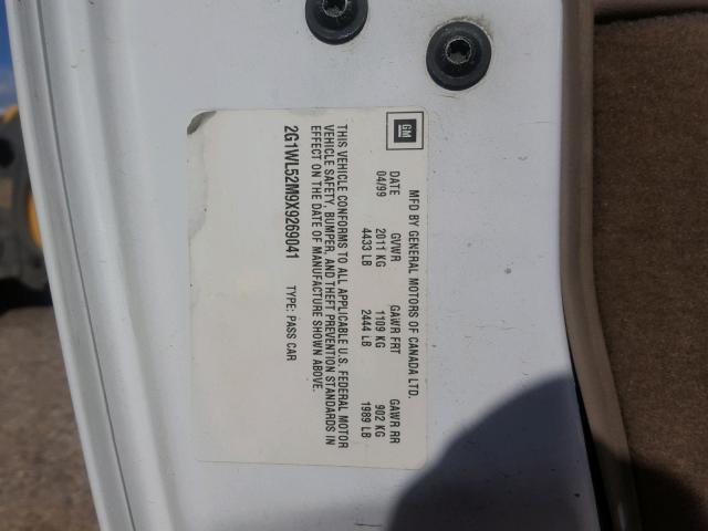 2G1WL52M9X9269041 - 1999 CHEVROLET LUMINA BAS 白色 照片 10