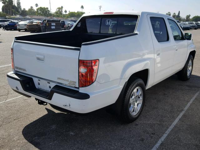 2HJYK16409H502492 - 2009 HONDA RIDGELINE WHITE photo 4