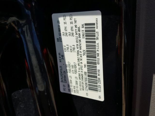 1D7HW58K76S611098 - 2006 DODGE DAKOTA QUA BLACK photo 10