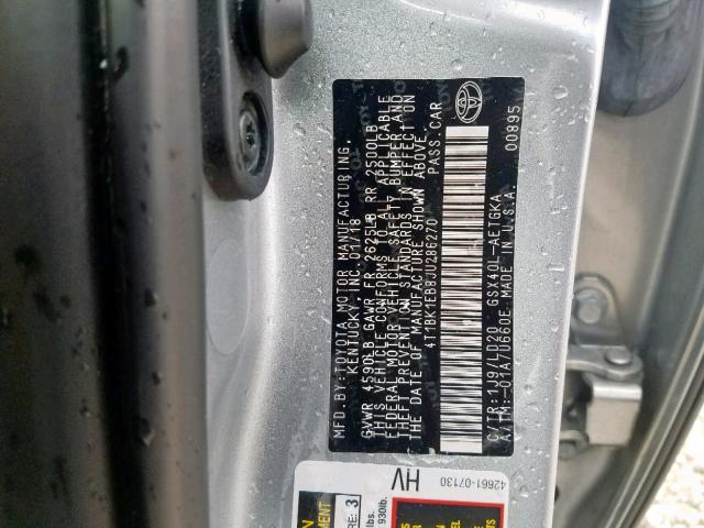 4T1BK1EB8JU286270 - 2018 TOYOTA AVALON XLE SILVER photo 10