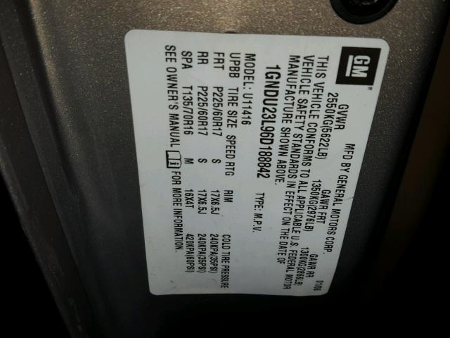 1GNDU23L96D188842 - 2006 CHEVROLET UPLANDER L Qəhvəyi foto 10