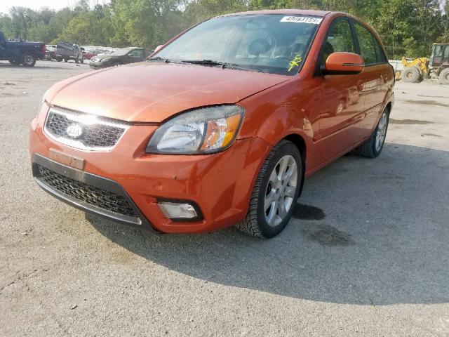 KNADH5A3XA6659053 - 2010 KIA RIO LX ORANGE photo 2