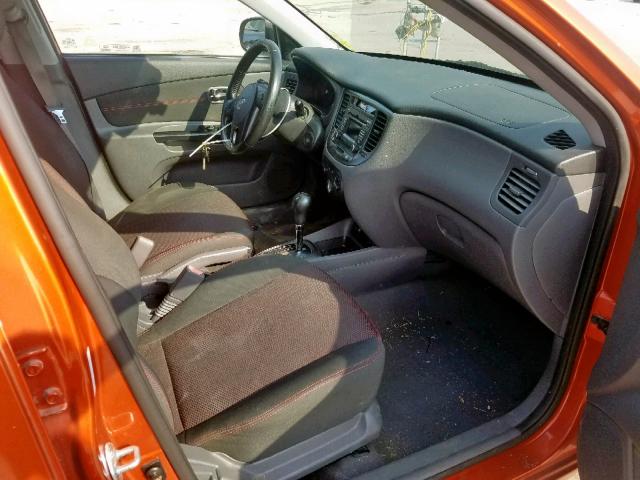 KNADH5A3XA6659053 - 2010 KIA RIO LX ORANGE photo 5