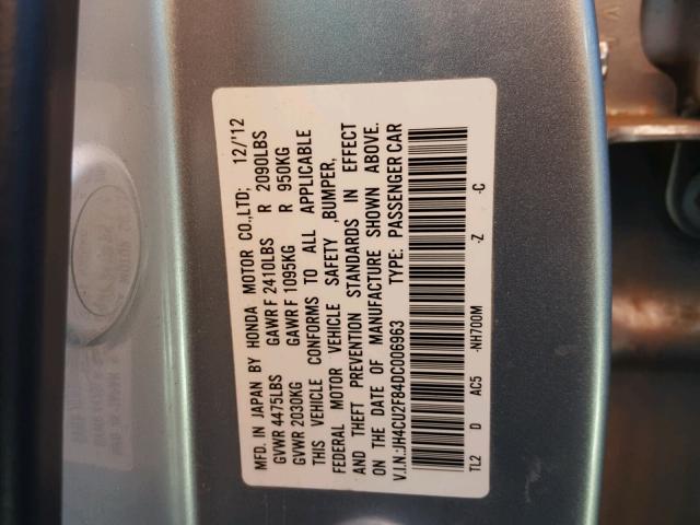 JH4CU2F84DC006963 - 2013 ACURA TSX SE GRAY photo 10