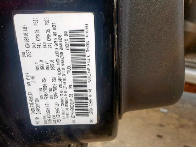 1D7HG48N83S204159 - 2003 DODGE DAKOTA QUA BLACK photo 10