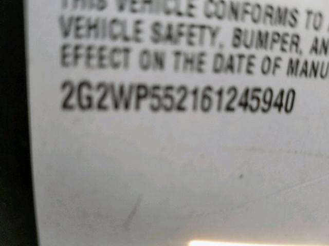 2G2WP552161245940 - 2006 PONTIAC GRAND PRIX BLACK photo 10