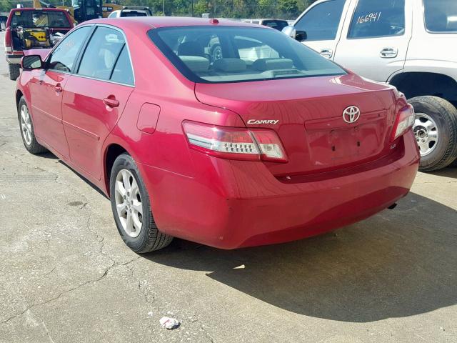 4T4BF3EK8BR128728 - 2011 TOYOTA CAMRY BASE RED photo 3