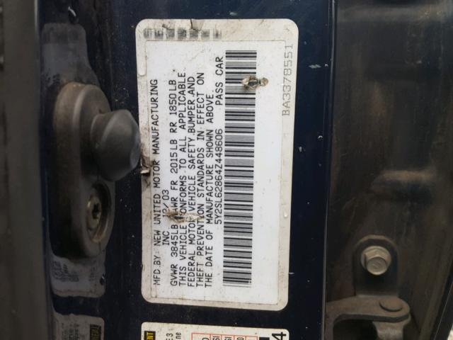 5Y2SL62864Z448606 - 2004 PONTIAC VIBE BLUE photo 10