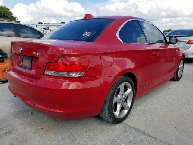 WBAUP7C50AVK76967 - 2010 BMW 128 I RED photo 4