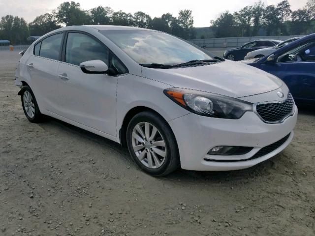 KNAFX4A89E5104222 - 2014 KIA FORTE EX WHITE photo 1