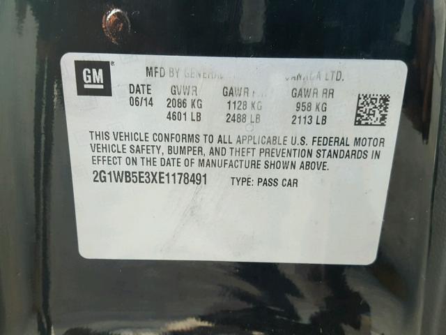 2G1WB5E3XE1178491 - 2014 CHEVROLET IMPALA LIM BLACK photo 10