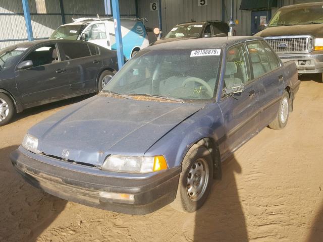 1HGED3547ML073900 - 1991 HONDA CIVIC DX BLUE photo 2