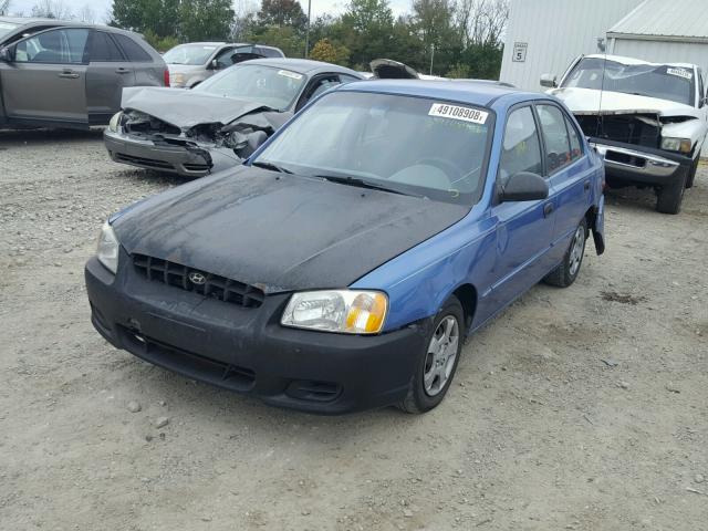 KMHCG45C12U361991 - 2002 HYUNDAI ACCENT GL BLUE photo 2