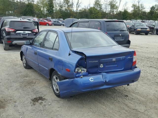 KMHCG45C12U361991 - 2002 HYUNDAI ACCENT GL BLUE photo 3