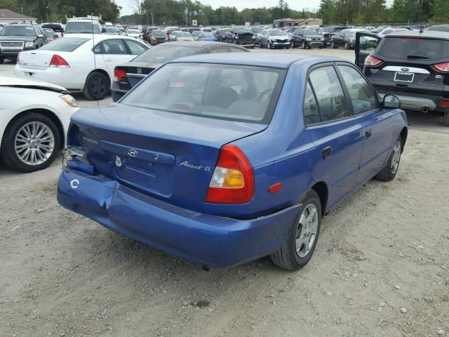 KMHCG45C12U361991 - 2002 HYUNDAI ACCENT GL BLUE photo 4