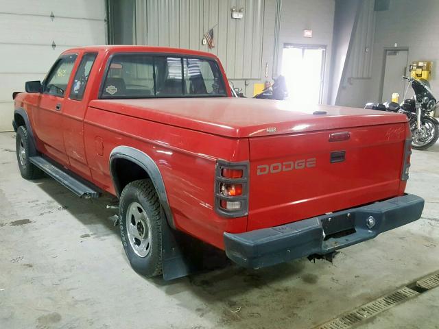 1B7GG23X0RW129364 - 1994 DODGE DAKOTA RED photo 3