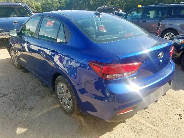 3KPA24AB6KE160206 - 2019 KIA RIO S BLUE photo 3