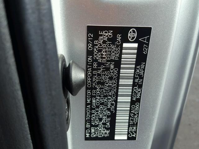 JTKJF5C75D3057090 - 2013 TOYOTA SCION TC Gümüş foto 10