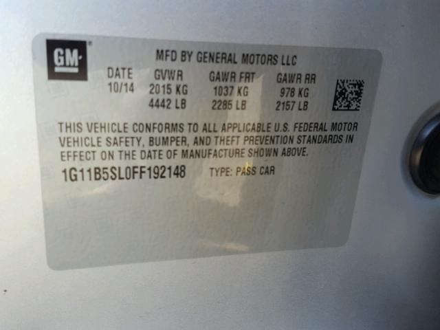 1G11B5SL0FF192148 - 2015 CHEVROLET MALIBU LS SILVER photo 10