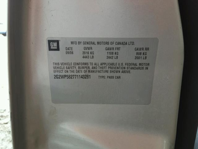 2G2WP582771143281 - 2007 PONTIAC GRAND PRIX SILVER photo 10