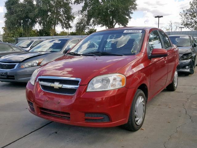 KL1TD56E99B334151 - 2009 CHEVROLET AVEO LS RED photo 2