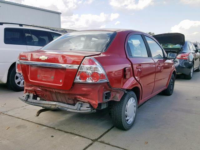 KL1TD56E99B334151 - 2009 CHEVROLET AVEO LS RED photo 4