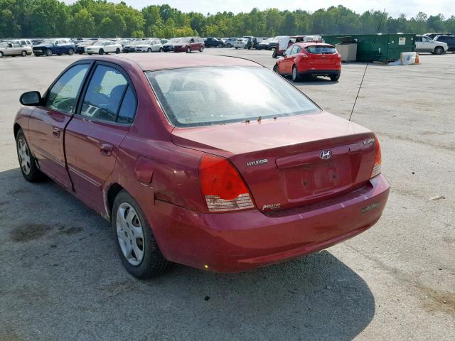 KMHDN46D24U922820 - 2004 HYUNDAI ELANTRA GL RED photo 3