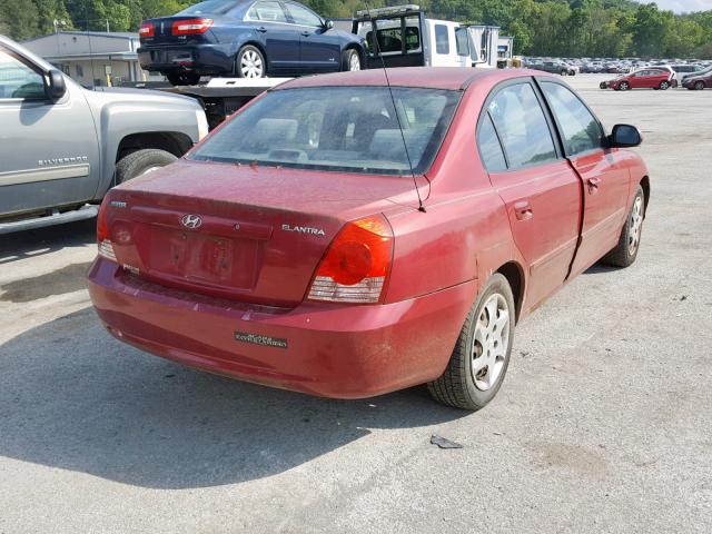 KMHDN46D24U922820 - 2004 HYUNDAI ELANTRA GL RED photo 4