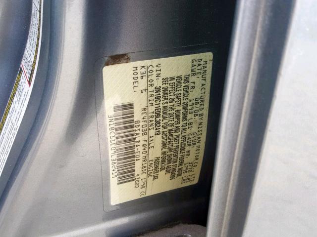 3N1BC11E09L382419 - 2009 NISSAN VERSA S GRAY photo 10