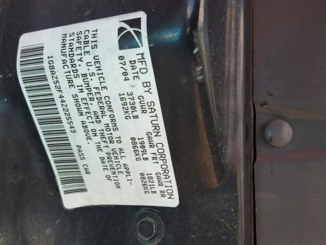 1G8AZ52F54Z218424 - 2004 SATURN ION LEVEL WHITE photo 10