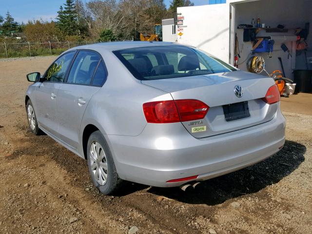 3VW2K7AJ4BM380203 - 2011 VOLKSWAGEN JETTA BASE SILVER photo 3