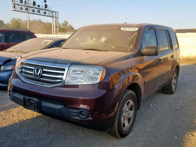 5FNYF4H24CB057791 - 2012 HONDA PILOT LX MAROON photo 2