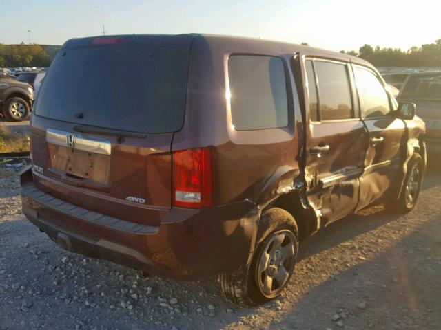 5FNYF4H24CB057791 - 2012 HONDA PILOT LX MAROON photo 4