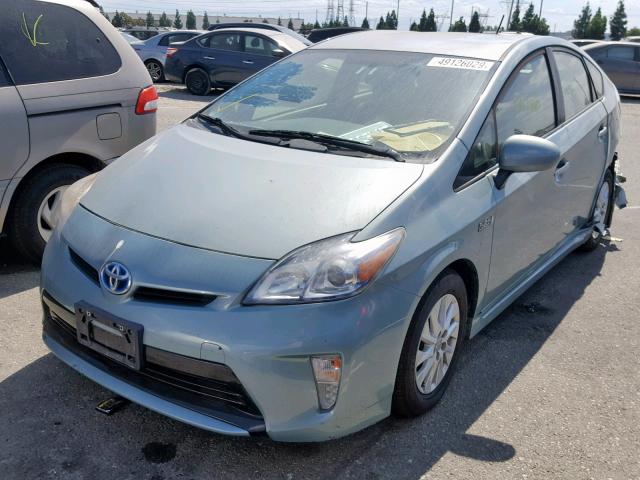 JTDKN3DP1D3042717 - 2013 TOYOTA PRIUS PLUG TEAL photo 2