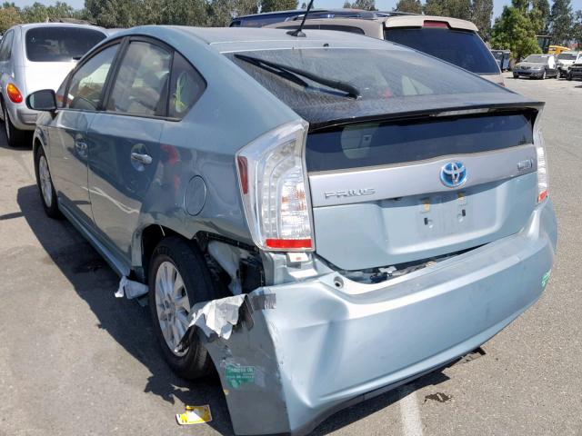 JTDKN3DP1D3042717 - 2013 TOYOTA PRIUS PLUG TEAL photo 3