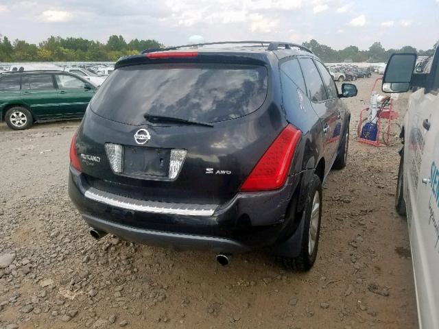 JN8AZ08W77W639779 - 2007 NISSAN MURANO SL BLACK photo 4