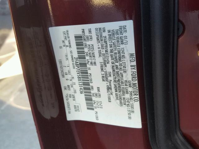 2FABP7EV5BX131436 - 2011 FORD CROWN VICT BURGUNDY photo 10