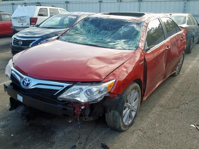 4T1BD1FK3CU061007 - 2012 TOYOTA CAMRY HYBR RED photo 2