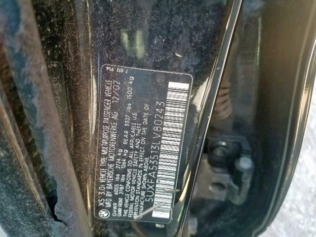 5UXFA53513LV80243 - 2003 BMW X5 3.0I BLACK photo 10