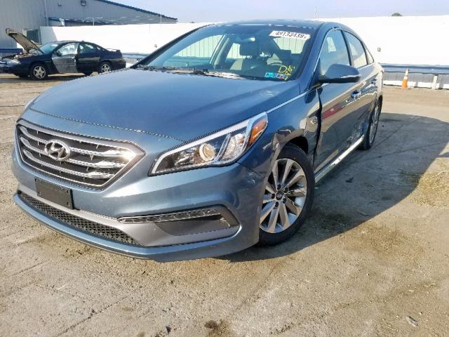 5NPE34AF1HH593499 - 2017 HYUNDAI SONATA SPO BLUE photo 2