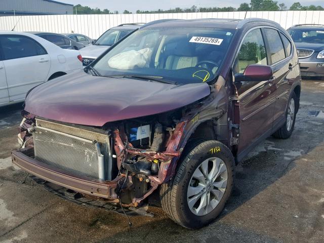 5J6RM4H79DL031864 - 2013 HONDA CR-V EXL BURGUNDY photo 2